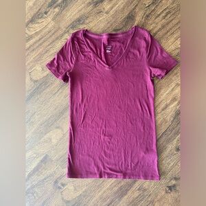 a new day Burgundy V-Neck Short Sleeve Tee